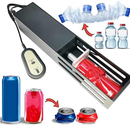 Can + Plastic Bottle Recycling Compressor - Electric Electric Can Press for 160~500ml Cans + 250~350ml Plastic Water Bottles - Eco-Friendly Solution
