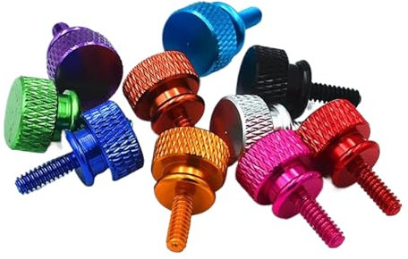 Vis À Pouce Colorée Unc 6#-32 * 10Mm, En Alliage D'Aluminium, Tête Plate Moletée, Boulons De Serrage À La Main, Coque D'Ordinateur, Pièces De Bricolage,Rouge