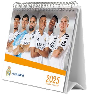 Grupo Erik - Calendrier de Bureau 2025 Real Madrid | Calendrier Mensuel 18x20cm - De Janvier 2025 à Décembre 2025