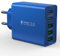 USB Ladegerät Mehrfach, 5 Ports Schnellladen, 50W PD 3.0 Power Adapter Stecker für iPhone 16 15 14 13 12 11, Samsung, Google, Handy (Blau)