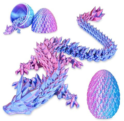 Überraschungs-Drachenei mit Drache im Inneren Geschenke für Kinder und Erwachsene 3D-gedrucktes Fidget-Spielzeug perfekt für Weihnachten Ostern Geburtstage Deko Stressabbau(Lila, Mittel)