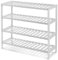 KEPLIN 4 Tier Natural Bamboo Shoe Rack Easy Assembly & Strong Design Stand Shelf Organiser Ideal for Corridor,Bedroom,Bathroom,Hallway & Small Spaces Large Capacity (4 Tier, White/White)