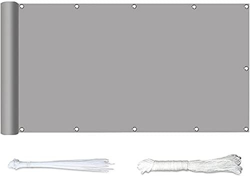 Brise-vue 22201 - Protection UV - 0,7 x 4 m - Brise-vue pour balcon - Avec œillets et attaches de câble en nylon - Cordon inclus - Gris clair