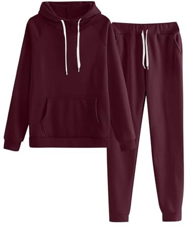 Day Prime 2024 Angebote Elektronik Blitzangebote Des Tages,Loungewear Damen Set Tracksuit Zweiteiler Damen Trainingsanzug Damen Jogginganzug Damen Sportshirt Sporthose 2 Teiler Damen(Wine,XL)