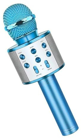 Microphone sans Fil Karaoké,Micro Karaoké Bluetooth Portable | Microphone Bluetooth pour Rréunions de Famille,Voyages,Camping,Bleu