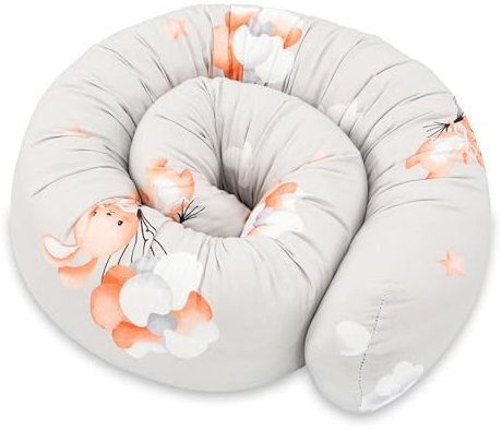 Totsy Baby Seitenschläferkissen Bettschlange Body Pillow 300 cm Baumwolle - Kopfkissen lang Bettrolle Schlafkissen Nackenrolle Kissen Oeko-Tex Kaninchen