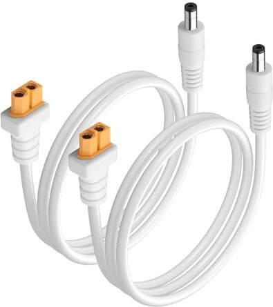 GINTOOYUN 2 PCS Weiß XT60 zu DC5521 Netzkabel XT-60 weiblich zu DC 5.5mm x 2.1mm Stecker 2x1.5mm ² Netzkabel für FPV Goggles,B6 Balanced Charger,etc(39.37 Zoll)(1m)