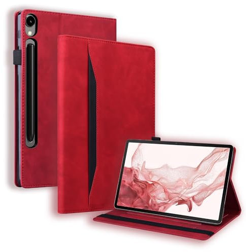 TEDTIKJT Tablet Cover para Samsung Galaxy Tab S10 FE+ 13 Pulgadas Funda PU Cuero Folio Carcasa con Soporte Protección Tablet Cover para Samsung Galaxy Tab S10 FE+ Cover,Rojo