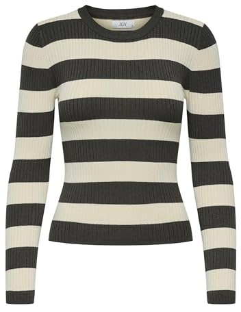 JdY Women's Jdyplum L/S O-Neck Pullover KNT Noos Ribbed Viscose Blend Sweater, Black Olive, S