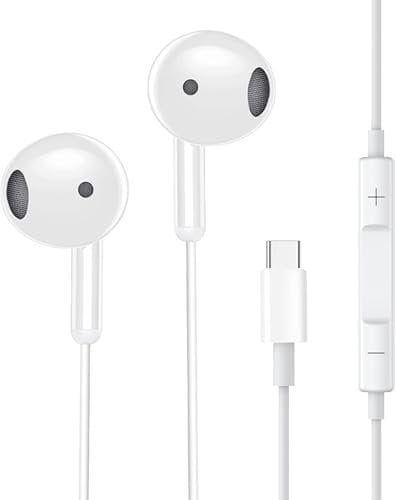 USB C Headphones,TYPE C Earphones Wired HiFi Stereo Noise reduction,USB C Headphones with mic Type C in ear Mic&Volume Control Earbuds for iphone 15 headphones,iPhone 15 Pro,Galaxy S23 A54 P40,Mate 40