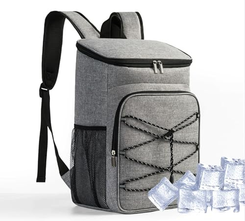Mochila Nevera Isótermica-Bolsa de Picnic 23L, Grande Nevera de Playa Termica-Impermeable a Prueba de Fugas,Mantiene Temperatura Caliente, Maleta Amplia,Cooler Portatil, Hielera,Gris.