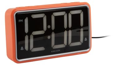 Karlsson Wecker New Retro - Leuchtendes Orange - 16.5x4.5x9cm | Rechteck - skandinavisch - Thermoplast - Wecker für Schlafzimmer