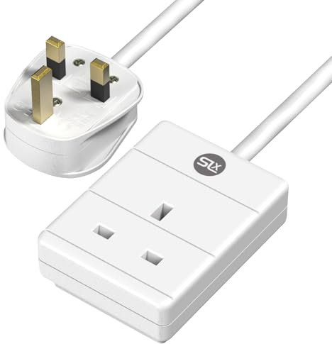 SLx Extension Lead 5m 1 Way Single Socket 13A UK Plug 3 Pin Mains Power Extension Cord Compact Travel Power Strip White