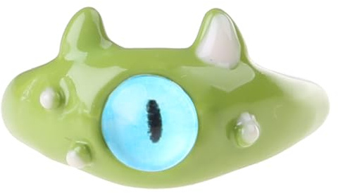 Fluxioxtna Lustige Schwarzgrüne Weiße Katzenmonster Big Eyes Süßer Cooler Cartoon Süße Freundes Paar Offener Geschenk Schmuck Schmuck