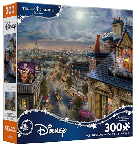 Ceaco - Großes Puzzle - Disney - Kinkade - Liebe unter dem Mond - Entspannende und lustige Aktivität für Erwachsene