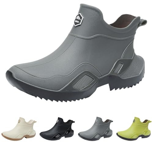 Generisch Stivali da pioggia da uomo e da donna, piatti, corti, antiscivolo, impermeabili, in gomma, per lavoro, pesca, lavaggio auto, cucina, stivali di gomma resistenti all'abrasione, scarpe da