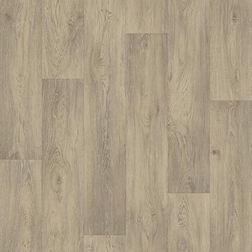 Aged Oak 619M Greige Wood Plank Effect Turbo Vinyl Flooring | - 3m x 2.5m (9ft10 x 8ft2)