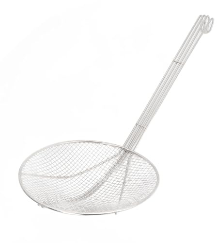 Edelstahl-Skimmerlöffel Siebkelle, Nudellöffel mit Feinem Netz, Langem | Feinmaschiges Sieb zum Abtropfen, Hitzebeständiger Kochlöffel mit langem Stiel, Bratenfett abschöpfen, Spülmaschinengeeignet