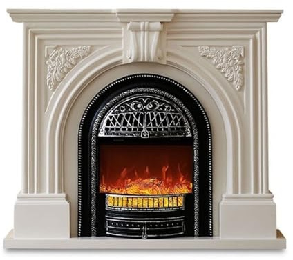 Elektrischer Kamin mit Kaminsims, 51,1 Zoll freistehender, realistische Flamme 5 Helligkeitsstufen und Fernbedienung, luxuriöser dekorativer Vintage-Kamin Winter Heizkamin
