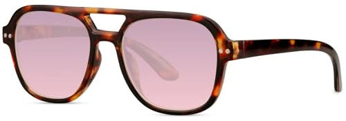styleBREAKER Kinder Pilotenbrille Recycelt UV400, Schildpatt Braun/Rosa