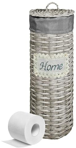 IL BOTTEGONE Portarotolo Carta Igienica da Terra, con Coperchio, in Vimini Intrecciato, Capacità 4 Rotoli, Accessorio Bagno (Colore 01)