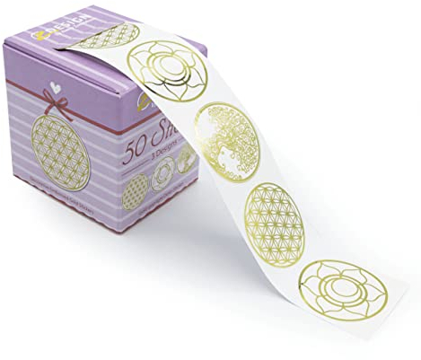 Avery Zweckform 56817 Fleur de vie Stickers A sur rouleau de 38 mm, emballage 50 autocollants dans le distributeur (résistant)