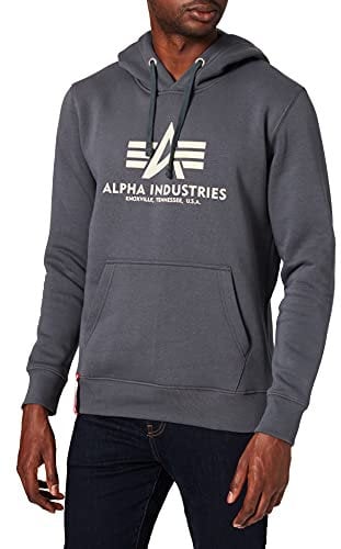 Alpha Industries Herren Basic Hoody Kapuzensweat Für Kapuzenpullover, Greyblack, M EU