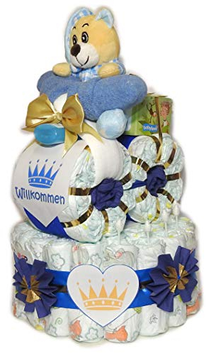 Windeltorte mit Motorrad | Prinz mit Schlafbär | Windelmotorrad Windelgeschenk für einen Jungen