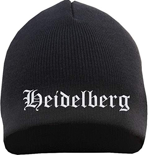 HB_Druck Heidelberg Beanie Mütze - Altdeutsch - Bestickt - Strickmütze Wintermütze Einheitsgröße Schwarz
