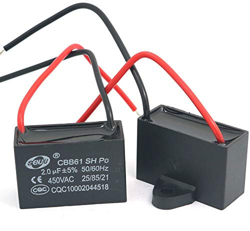 DollaTek 2Pcs CBB61 2uF 450V AC 50/60Hz Air Conditioner Fan Motor Running Capacitor