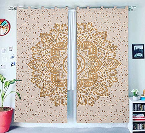 GANESHAM HANDICRAFTS - Indische Mandala Wand Hängende Tapisserie Vorhang, Boho für Tür, Böhmische Dorm Dekor, Hippie Schlafzimmer (Weiß)