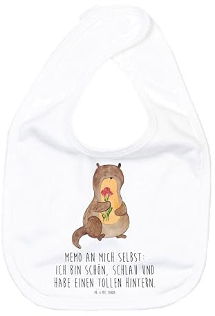Mr. & Mrs. Panda Organic Babylätzchen Otter Blumenstrauß - Geschenk, Babyausstattung, Babygeschenk, Geschenk für Geburt, Otter Seeotter See Otter,