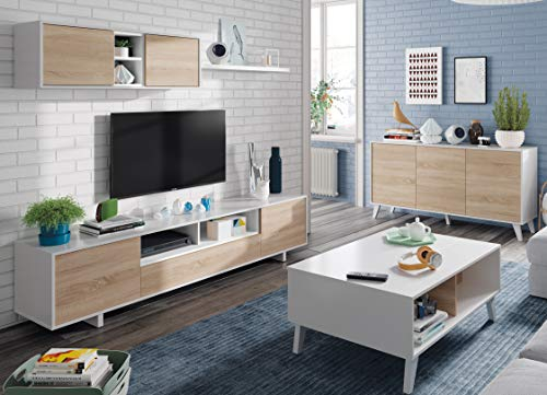 Miroytengo Conjunto Salón Comedor Estilo Moderno Mueble Modular Televisión Mesa Centro Elevable Aparador