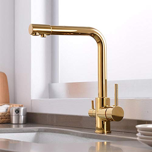 3 wege wasserhahn Kupfer, wasserhahn küche, für doppelwaschbecken, mischbatterie küche, wasserhahn filter für trinkwasser, Küchenarmatur gold, küchenarmatur mischbatterie