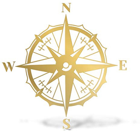 ERREINGE STICKER PRESPAZIATO ORO 30cm - Bussola Rosa dei Venti Barca Mare - Adesivo Decal Decalcomania Vinile Murale Laptop Auto Moto Casco Camper