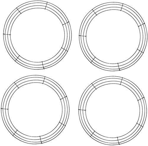 Marooma - Set di 4 ghirlande in metallo, 40 cm, corona di corona di filo verde scuro, anelli rotondi per Natale, Capodanno, feste, decorazioni per la casa, fai da te
