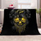GHFFBUX Kuscheldecken 150x200 cm Totenkopf Gold schwarz 3D Drucken Decke Flanell Flauschige Decke Kuschelige Wohndecke Sofadecke Reisedecke Vielseitig Einsetzbar Decke