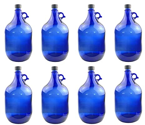 SELECTION ·1948 · ALBERTS · PREMIUM ALBERT PFÄFFLE 8X Glasballon blau 5 Liter, Henkelflasche aus Blauglas inkl. Handschraubverschluss PP35 (VPE 8 Stück)