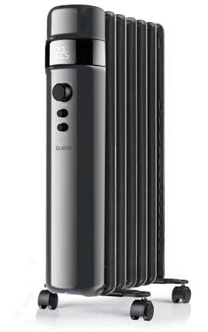 SUPRA OREA 2000 - Radiatore a olio 2000W, riscaldamento elettrico, display digitale, temperatura regolabile, timer hasta 30m2, modalità ECO, nero