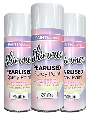 Classic Signature 3 x Pearlised Shimmer White Spray Paint 400ml Spray Paint in variety of colors White Pink Silver Lilac,Arts Crafts