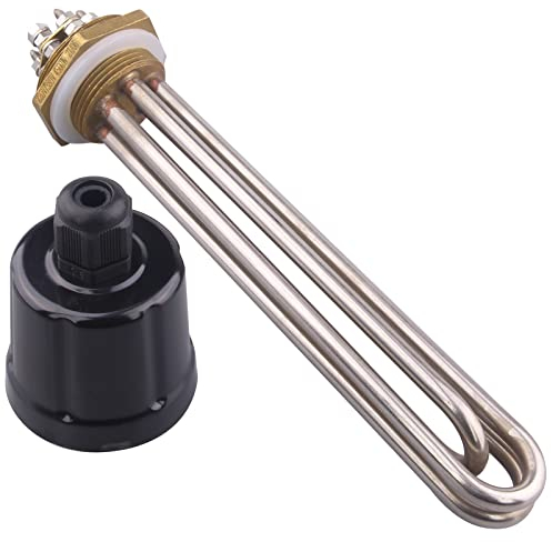 AIICIOO Élément chauffant électrique 3U 1,5 (DN40) Bride en laiton BSP avec anneau en silicone et couvercle en plastique 220/380V 4500W