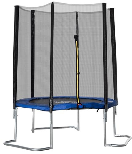HOMCOM Elastisches Trampolin für Erwachsene mit Sicherheitsnetz, Innen- und Außenbereich, 223x223x230cm, blau
