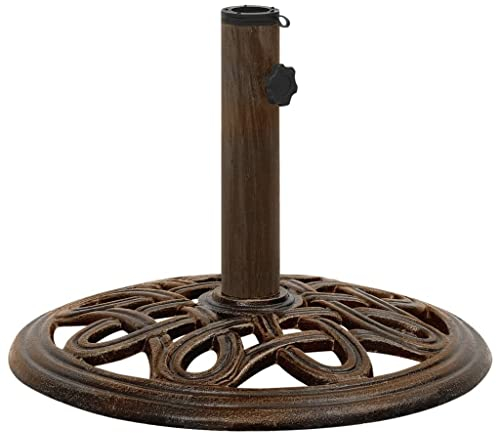 vidaXL Umbrella Base Outdoor Garden Home Patio Terrace Balcony Lawn Yard Umbrella Stand Parasol Base Holder Heavy Duty Bronze Cast Iron