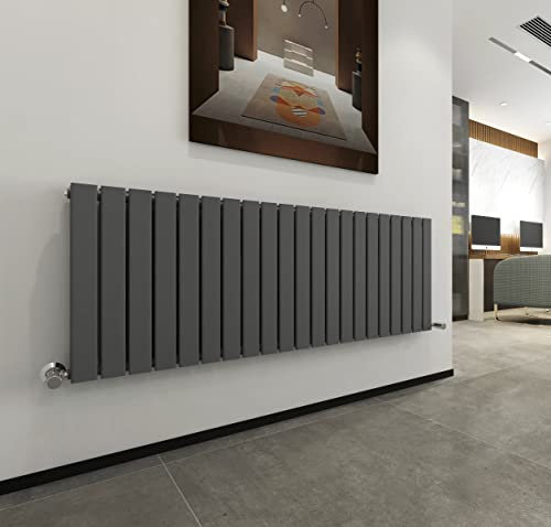 Radiator Horizontal Vertical Designer Flat Panel Central Heating Radiator 600mm Height (600x1428mm Double, Anthracite)