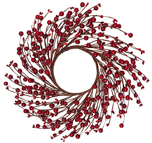 30,5 cm Beerenkranz Pip Beeren Kranz Winter Künstliche Zweige Kränze für Festival Feier Zuhause Bauernhaus Haustür Wand Fenster Home Office Dekor Einweihungsgeschenk (Rot)