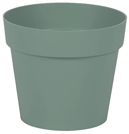 EDA - Pot de Fleur Rond Toscane Ø 14 cm - Volume 1,1 L - Ø 13,5 cm x H.11,7 cm - Vert Laurier