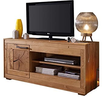 möbelando TV-Wand WZ-0315 aus Wildeiche in Natur geölt mit Einer Tür. Abmessungen (BxHxT) 130x62,1x46 cm