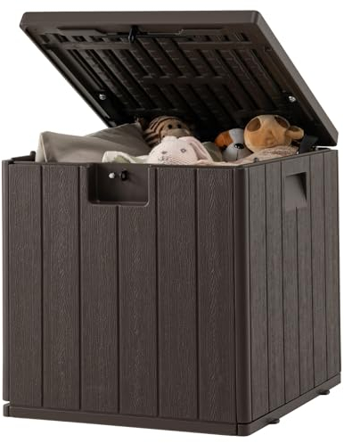 COSTWAY Coffre de Rangement Extérieure en HDPE 106L, Boîte de Rangement Imperméable avec Couvercle Verrouillable, pour Ranger des Oreillers Outils Jouet Accessoires 52x51x51CM