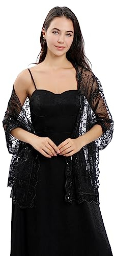 GIBZ Glitzer Schal Damen Leichte Stola mit Pailletten | Elegant Glitzerschals für Hochzeit Abendkleider Party