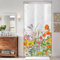 ASDCXZ Rideau de Douche Fleur 90x180 cm, Printemps Violet Jaune Orange Bleu Rose Fleurs Feuilles Minces Lavables avec Oeillets Rideau Douche imperméable en Textile pour Baignoire avec 6 Crochets